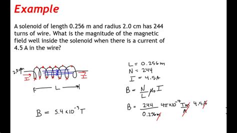 Using a Formula to Find the Magnetic Field Inside a Solenoid - YouTube