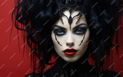 Premium Photo | A girl of gothic appearance a beautiful goddess an evil queen of pain a demon a ...