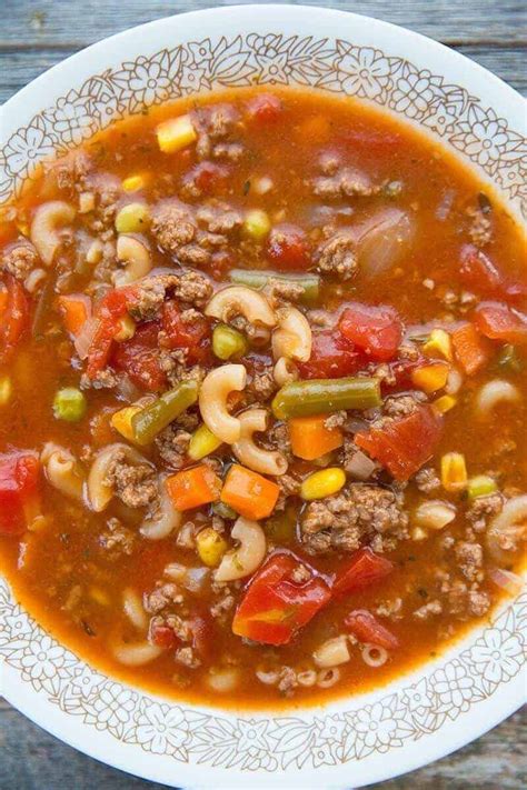 Hamburger Soup With Macaroni - The Kitchen Magpie