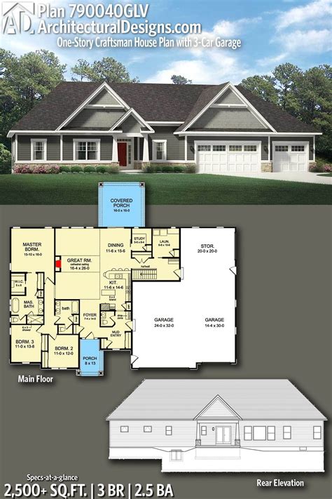 One Story House Plans with Finished Basement 2020 | Craftsman house plans, Craftsman house ...