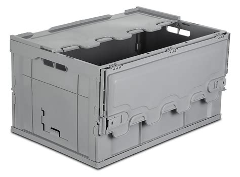 Mount-It! Plastic Storage Container Box with Folding Frame and Attached Lid, 65 Liter Capacity ...