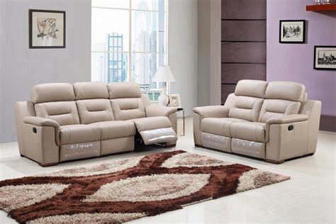 Contemporary Beige Leather Gel/Match Recliner Sofa Set 2Pcs Global ...