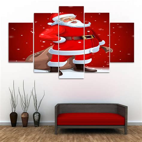 [50% OFF] Santa Claus Print Wall Art Split Canvas Paintings | Rosegal