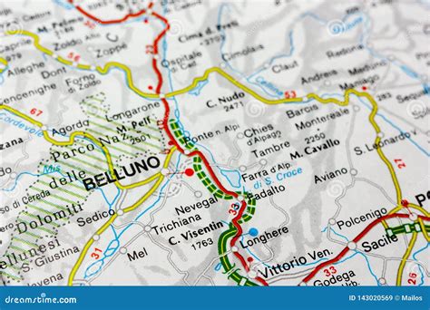 Geographic Map of European Country Italy with Belluno City Stock Image - Image of concept, italy ...