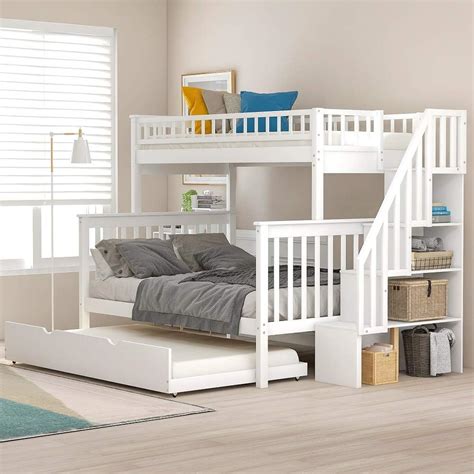 Twin Over Queen Bunk Bed With Trundle For 2020 | LSHAPEDBUNKBED.COM