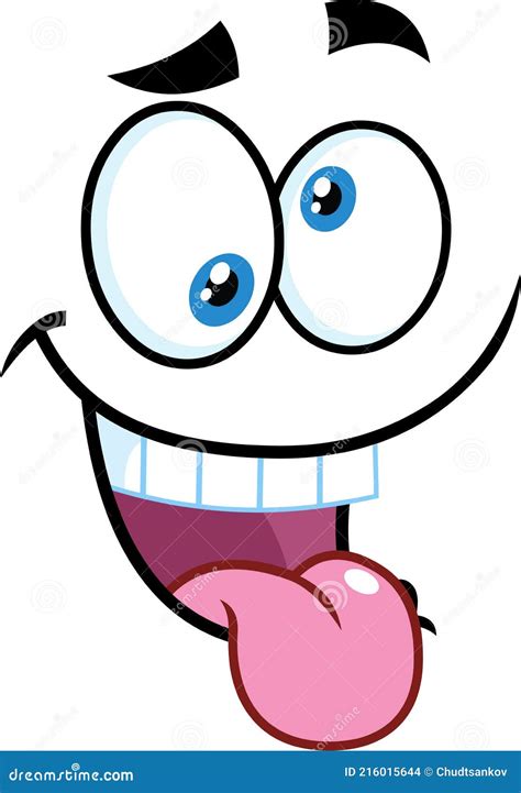 Crazy Cartoon Funny Face with Smiling Expression Stock Vector ...