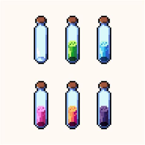 Premium Vector | Potion bottles pixel art