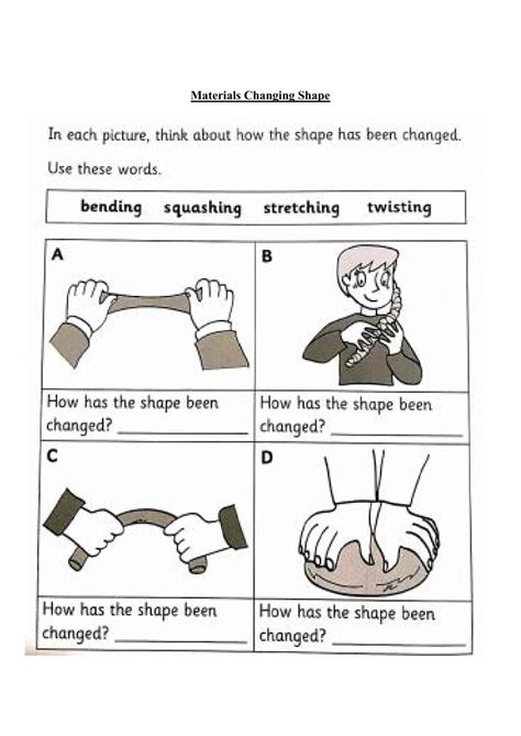 Science - Materials Changing Shape worksheet | Shapes worksheets, 2nd grade worksheets, Science ...