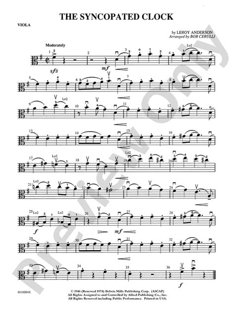 The Syncopated Clock: Viola: Viola Part - Digital Sheet Music Download