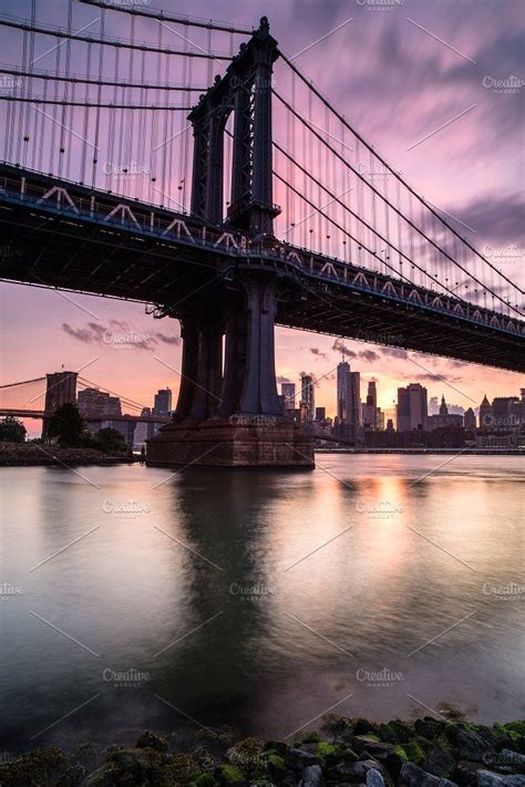 bridge during sunset | Manhattan bridge, Bridge photography, Sunset views