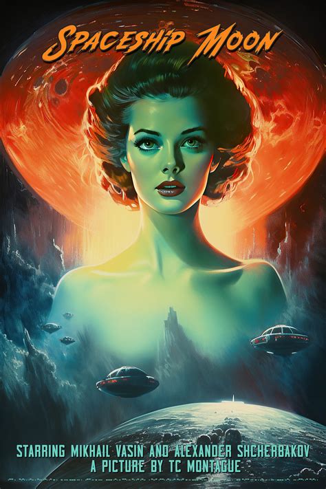 Spaceship Moon Poster - TC Montague