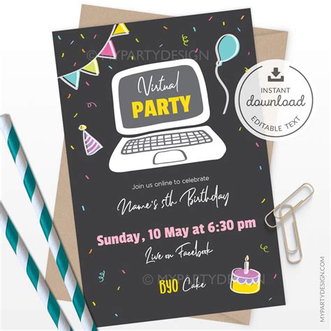 Printable Virtual Party Invitation (vpA) | My Party Design