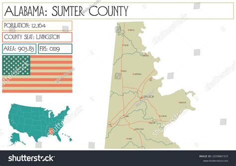 Large Detailed Map Sumter County Alabama Stock Vector (Royalty Free ...