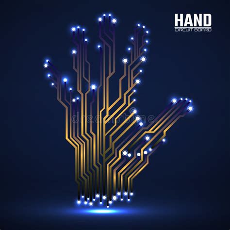 Abstract Neon Hand of Circuit Board, Glowing Technology Concept Stock Vector - Illustration of ...