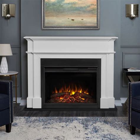 Harlan 55.13" Electric Grand Fireplace in White by Real Flame - Overstock - 13002824 | White ...