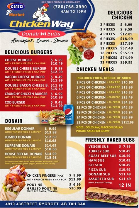 Online Menu of Chicken Way Restaurant, Rycroft, Alberta, T0H 3A0 - Zmenu