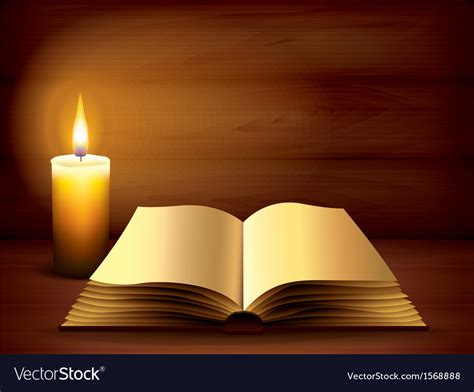 Candle book dark background Royalty Free Vector Image