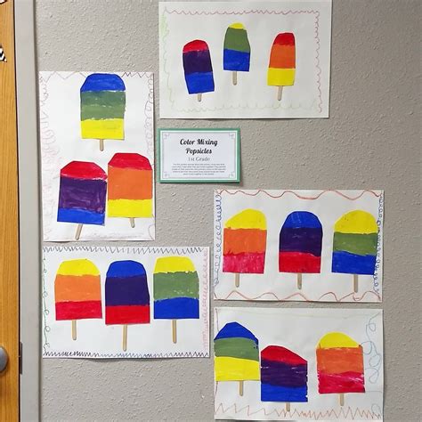 Color mixing popsicles! 1st graders used primary colors to mix and discover how to make ...