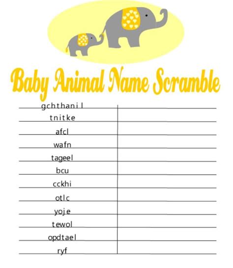 Baby Animal Word Scramble – Free download and print for you.