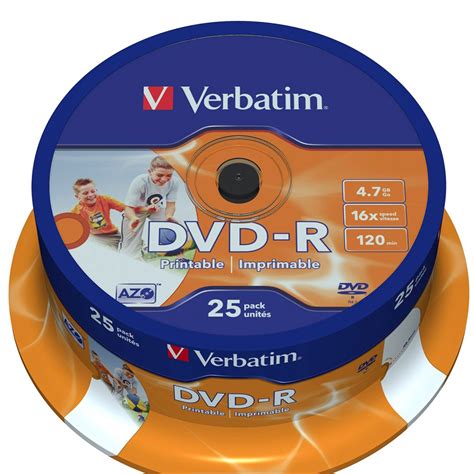 Verbatim DVD-R 4.7GB Printable 16x Speed 25 Units White, Techinn