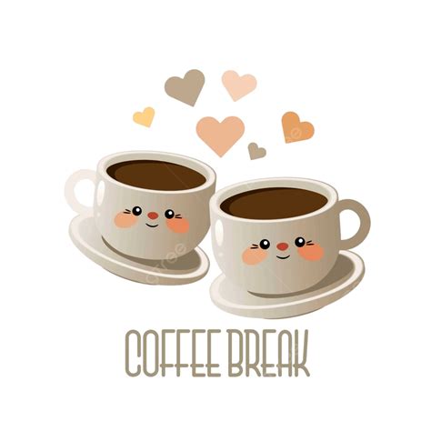 Coffee Break Vector Art PNG, Coffee Break Cup Kawaii Cute, Couple, Mug ...