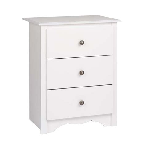 Prepac Monterey 3 Drawer Tall Nightstand in White | Cymax Business