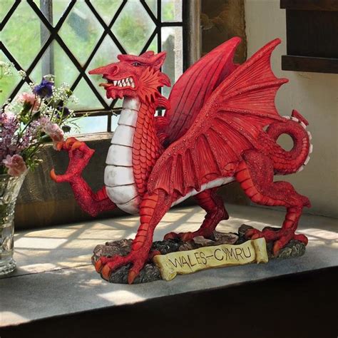 The Red Welsh Dragon Statue Collection: Medium - KY95193 - Design Toscano