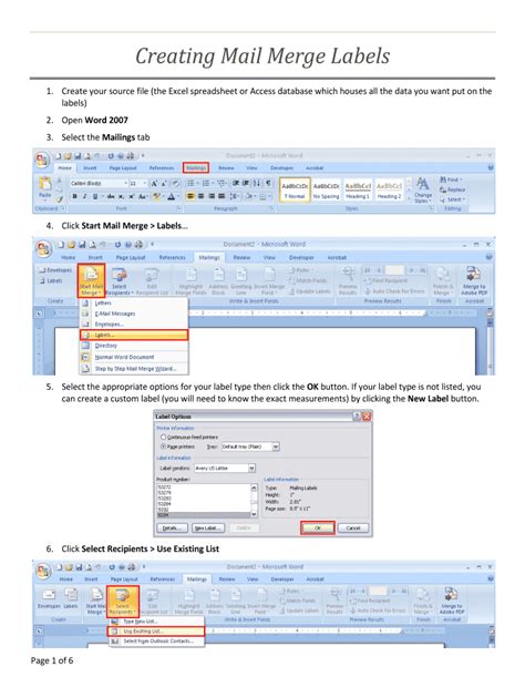 Fillable Online Creating Mail Merge Labels Fax Email Print - pdfFiller