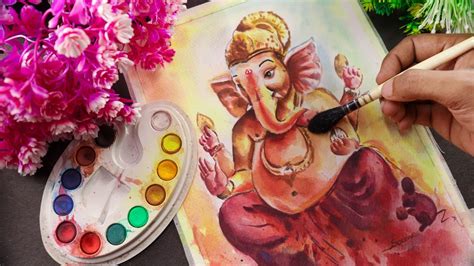 Lord Ganesha Watercolor Painting Tutorial | Drawing Lord Ganesh | How ...