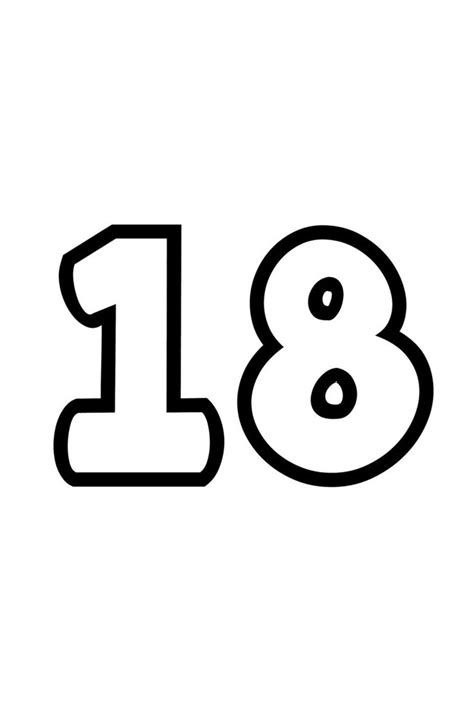 the number eighteen is shown in black and white