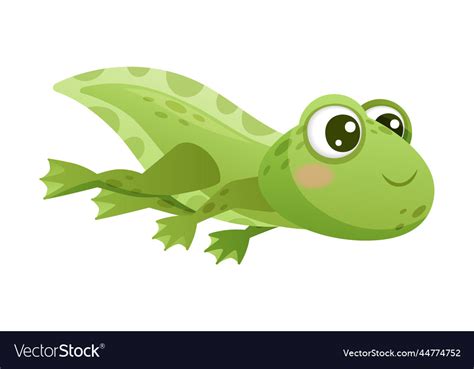 Cute green tadpole cartoon character Royalty Free Vector