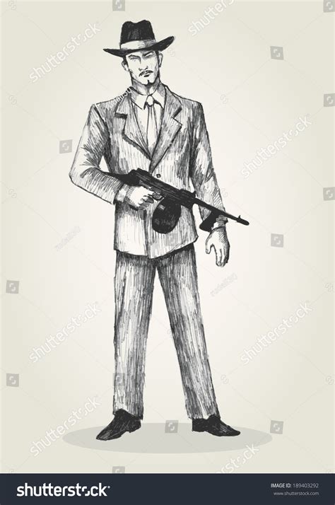 Sketch Illustration Man Holding Gun Stock Vector (Royalty Free ...