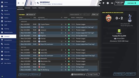 Tottenham Hotspur Fixtures - Football Manager Screenshots