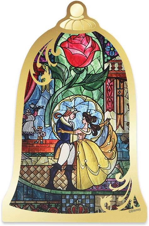 Disney Beauty And The Beast Stained Glass Rose Pin New On Card ...