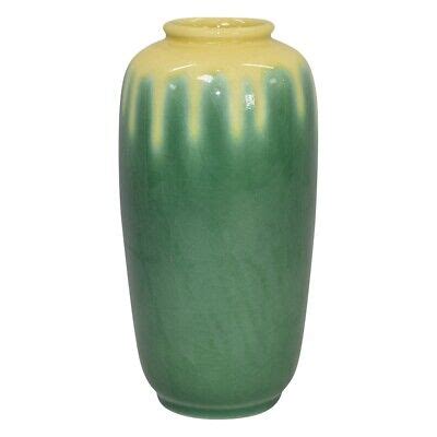 ROOKWOOD 1950 VINTAGE Art Deco Pottery Yellow Drip Green Ceramic Vase ...