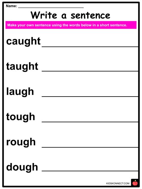 Phonics ‘OUGH’ & ‘AUGH’ Sound Worksheets & Activities | KidsKonnect