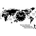 Amazon.com: FLOERROYALE World Map Wall Clocks Modern Design 3D Digital Hanging Clock Ultra Quiet ...