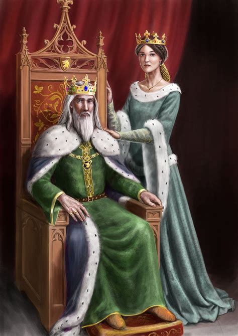 a painting of an old man and woman sitting on a throne with the queen ...