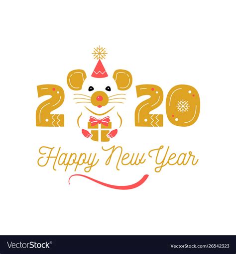 Year rat 2020 chinese zodiac happy new Royalty Free Vector