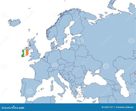 Ireland on Europe map stock vector. Illustration of card - 4291127