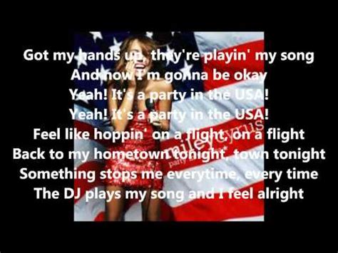 Party in the USA Lyrics Miley Cyrus - Miley Cyrus video - Fanpop