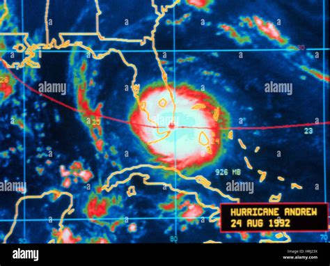 Hurricane Andrew, Infrared Image, 1992 Stock Photo - Alamy