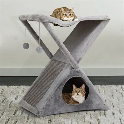 Coziwow 25.8" Foldable Cat Tree Hammock Condo Scratching Post Tower, X ...