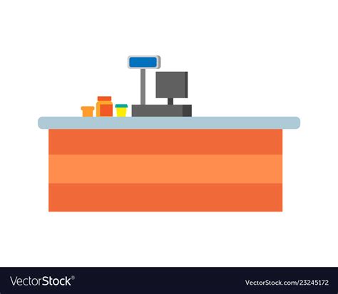 Empty seller counter and desktop of cashier Vector Image