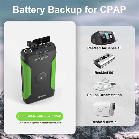Buy EASYLONGER CPAP Battery Backup, 266Wh 72000mAh Power Bank for ResMed S9/ AirSense 10, USB C ...
