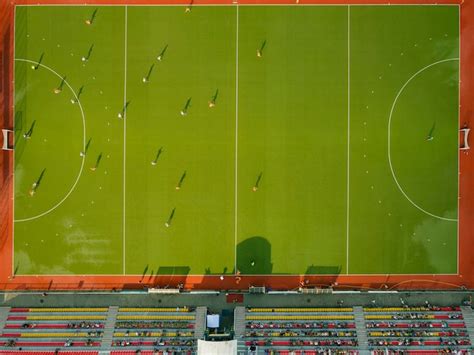 Free Photo | Aerial view of grass field for hockey