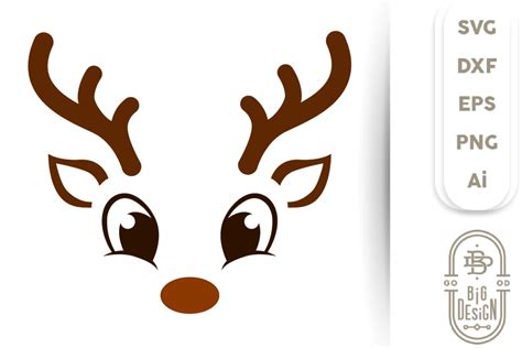 Xmas Cut Files Christmas Clipart Matching Reindeer Face SVG Reindeer SVG Commercial Use Winter ...