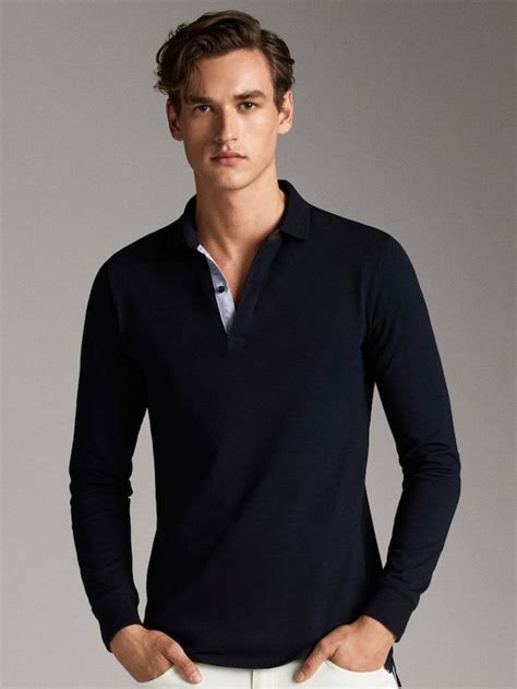 LONG SLEEVE COTTON POLO SHIRT - Men - Massimo Dutti | Long sleeve shirt ...