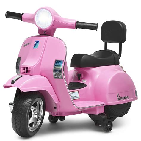 Costway 6V Kids Ride On Vespa Scooter Motorcycle for Toddler w/ Training Wheels Pink - Walmart ...