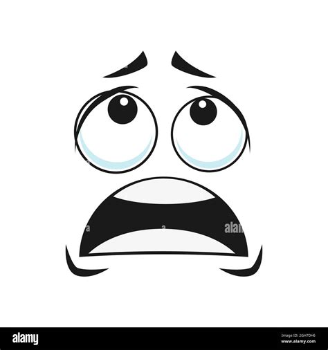 Cartoon face vector icon, scared or upset emoji, funny facial ...